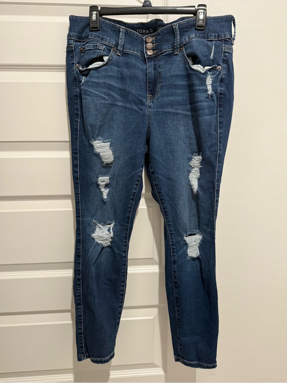 torrid Dark Blue Distressed Jeggings